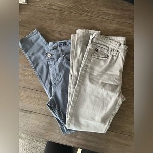 Set of 2 Adriano Goldschmied Farrah Skinny Ankle Pants in blue and gray size 27